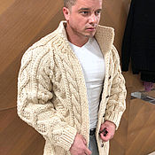 Мужская одежда handmade. Livemaster - original item Men`s knitted cardigan beige. Handmade.