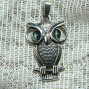 Украшения handmade. Livemaster - original item OWL. Silver pendant with cymophanes.. Handmade.