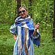 Sea blue felted scarf, soft delicate scarf, size 32 x 210 cm, Scarves, Berdsk,  Фото №1