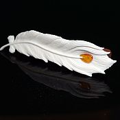 Украшения handmade. Livemaster - original item Carved bone.Hair pin machine - a Feather of the Firebird.. Handmade.