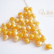 Украшения handmade. Livemaster - original item Necklace corner in Japanese chainmail technique, natural yellow pearls. Handmade.