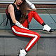 Red leather pants with stripes, Pants, Pushkino,  Фото №1