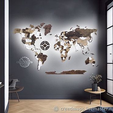 3д карта мира в интерьере