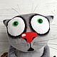 Soft toy grey plush cat scared for cat lovers. Stuffed Toys. Dingus! Funny cats and other toys. My Livemaster. Фото №6