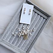 Свадебный салон handmade. Livemaster - original item Pearl wedding set for bride, comb and earrings for wedding. Handmade.
