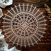 Для дома и интерьера handmade. Livemaster - original item Beige crochet napkin (d 35 cm). Handmade.