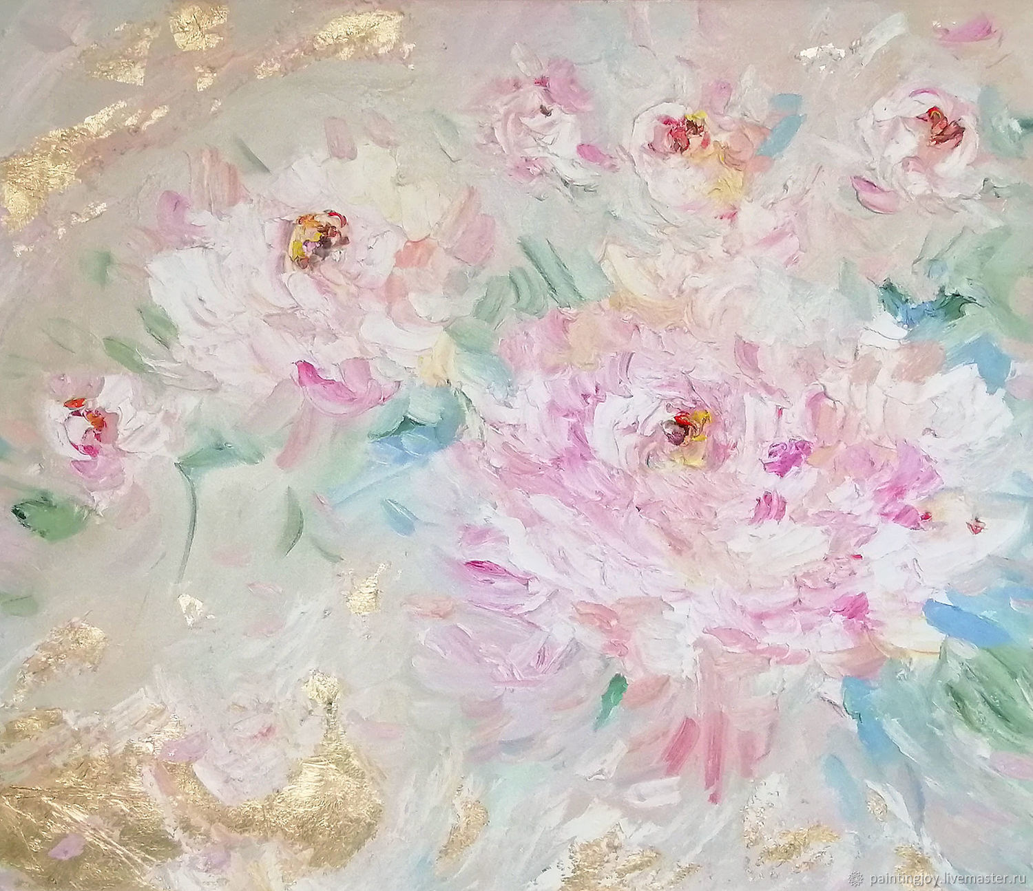 Painting of peonies “PASTELEGANCE” 60 by 70cm – купить на Ярмарке