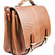 Leather briefcase 'Sorbonne' light brown. Brief case. Russian leather Guild. Online shopping on My Livemaster.  Фото №2