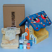 Полка "Домики" (набор для сборки с красками) для детской комнаты