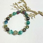 Украшения handmade. Livemaster - original item A bracelet made of beads: Shades of the Dragon. Green, brown.. Handmade.