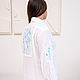 Белая льняная  Рубашка с вышивкой "Маки голубые". Блузки. NATALINI. Интернет-магазин Ярмарка Мастеров.  Фото №2