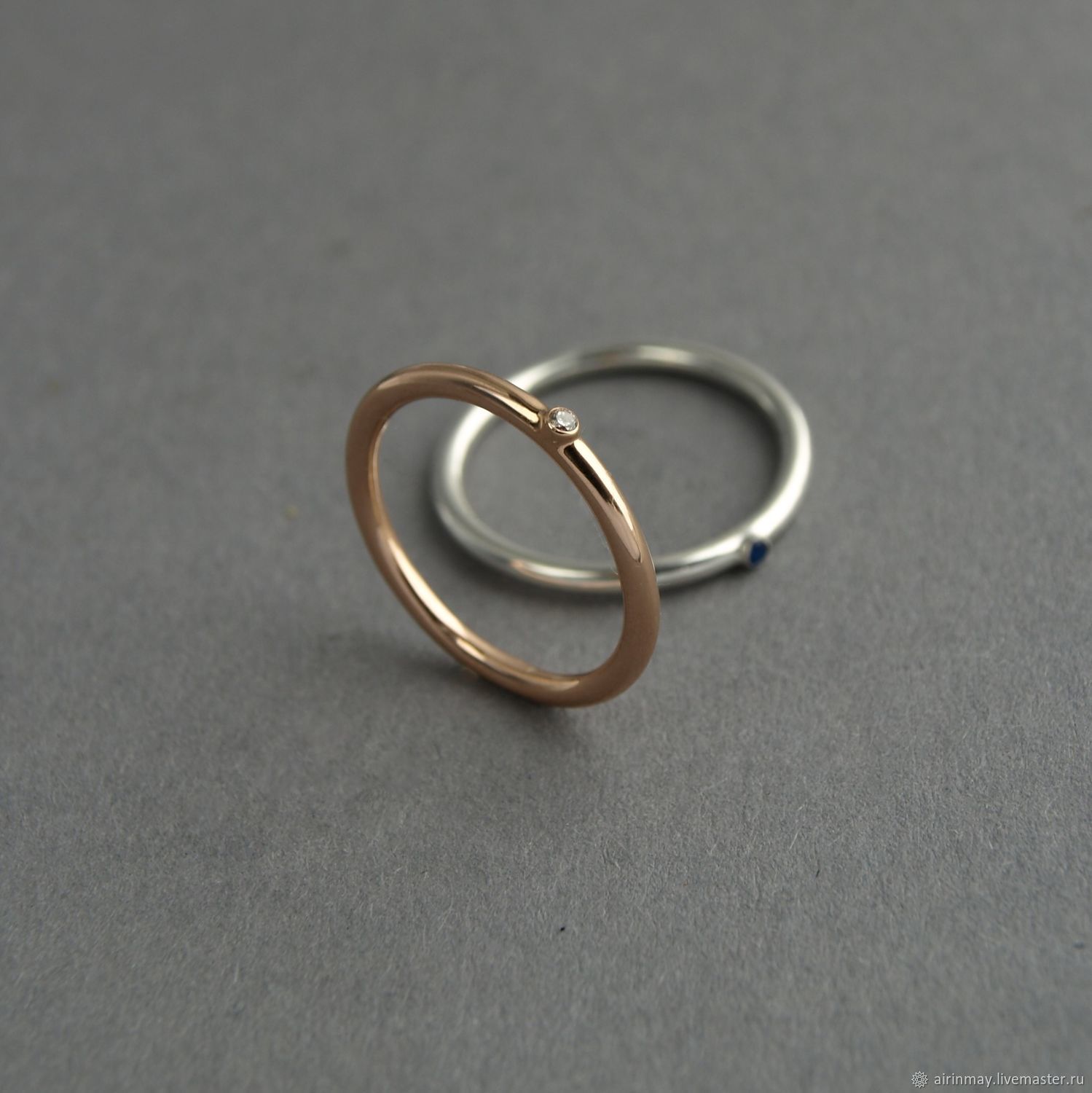 Тонкое золотое кольцо с бриллиантом, Кольца, Кострома,  Фото №1