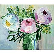 Картины и панно handmade. Livemaster - original item Painting Peonies Painting Bouquet of flowers Pink Peonies oil painting. Handmade.
