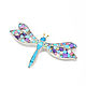 brooch Dragonfly. Brooch with turquoise, charoite, mother of pearl, rhodonite. Brooches. ARIEL - MOSAIC. Online shopping on My Livemaster.  Фото №2