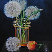 Картины и панно handmade. Livemaster - original item Oil painting Still Life with Dandelions. Handmade.
