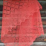 Аксессуары handmade. Livemaster - original item Coral Reef shawl openwork knitted linen. Handmade.
