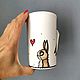 Order Fox and rabbit tea mug. Hand painted. Gift. Вкусная роспись тарелок и кружек. Livemaster. . Mugs and cups Фото №3