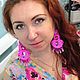 Large pink earrings fuchsia 'Pink marshmallow'. Earrings. Beaded jewelry by Mariya Klishina. My Livemaster. Фото №5