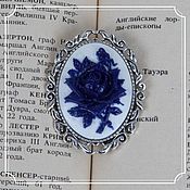 Субкультуры handmade. Livemaster - original item Brooch with cameo Blue rose in silver 30h40. Handmade.