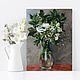 Author's oil painting a Bouquet with a white anemone in a glass vase, Pictures, Moscow,  Фото №1