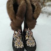 Обувь ручной работы handmade. Livemaster - original item Winter boots embroidered with mink fur. Handmade.