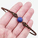 Lapis lazuli Bracelet blue Brown Natural Stone thin Bracelet, Braided bracelet, Kursk,  Фото №1