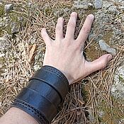 Украшения handmade. Livemaster - original item Wide leather bracelet with buckles Black. Handmade.