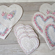 Для дома и интерьера handmade. Livemaster - original item 10 Serving Napkins Heart Set. Handmade.