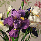 Bouquet from polymer clay,bouquet of Irises,the flowers of polymer clay,irises,polymer clay, purple,white,lilac,garden flora.