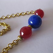Украшения handmade. Livemaster - original item Necklace mini ruby - Sapphire - ruby, with a gold chain 14 Karat.. Handmade.