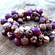 Bracelet of wooden beads purple-purple, Bead bracelet, Novopavlovsk,  Фото №1