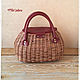 Women's bag wicker brown with a burgundy leather cover and handles. Classic Bag. lmillame. My Livemaster. Фото №5
