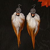 Украшения handmade. Livemaster - original item Earrings with feathers and steel 