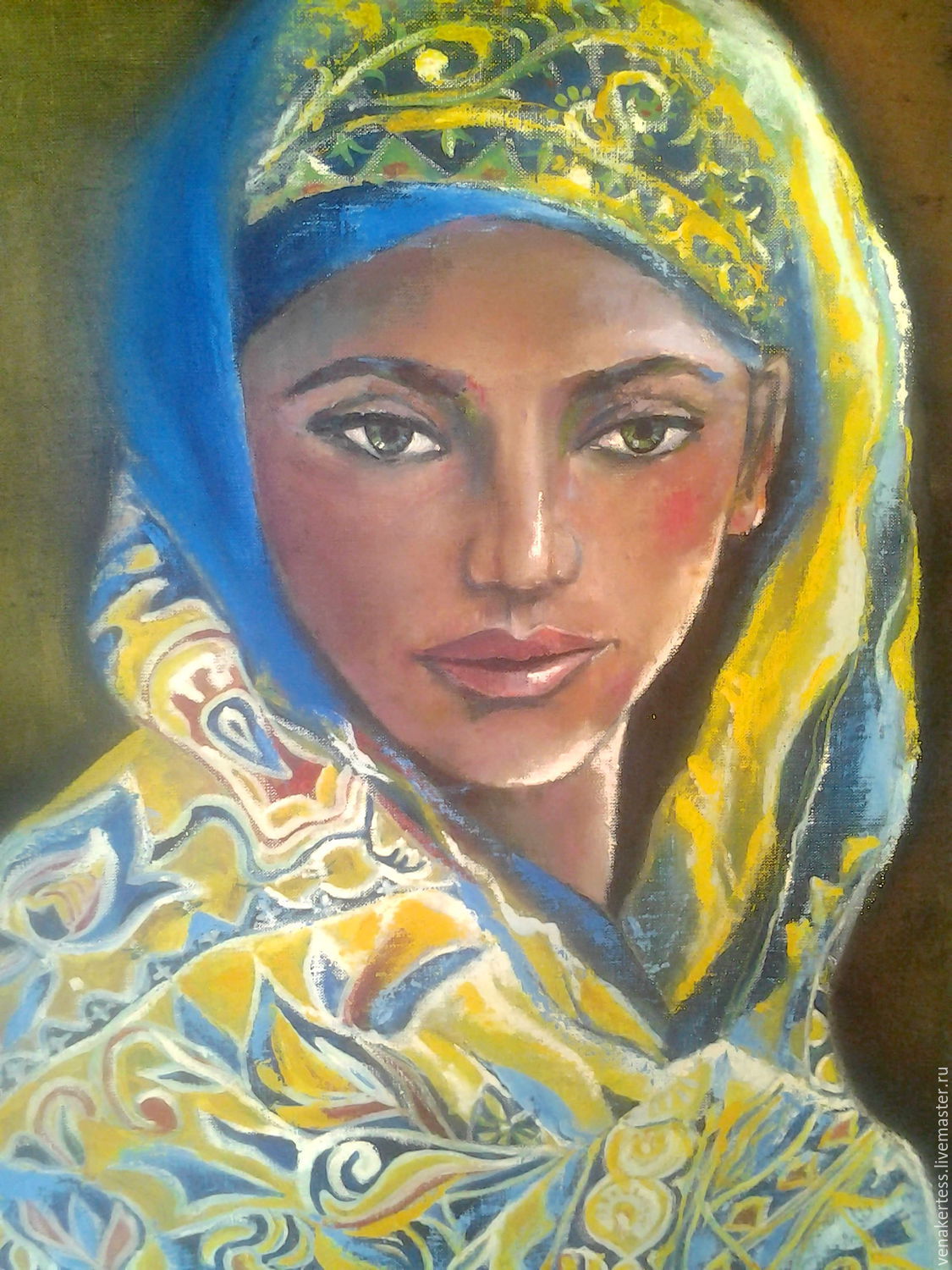 Художники платков. Платок картина. Платок в живописи. Девушка в жёлтом платке. Арабская живопись в платке.