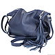 Crossbody bag, blue leather-bag with a shoulder strap, Crossbody bag, Moscow,  Фото №1