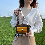 Сумки и аксессуары handmade. Livemaster - original item Mini cross-body handbag made of genuine suede color olive sun. Handmade.