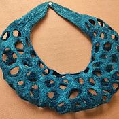 Украшения handmade. Livemaster - original item Felted mesh necklace Sea wave. Handmade.