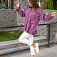 Oversize Linen Shirt with Mandala violet melange embroidery. Blouses. NATALINI. My Livemaster. Фото №6