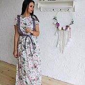 Платье длинное в пол "Цветок сакуры"