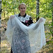 Аксессуары handmade. Livemaster - original item Shawls: Openwork down shawl with embroidery. Handmade.