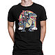 Cotton T-shirt 'Ninja Unicorn on a Dinosaur'. T-shirts. Dreamshirts. Online shopping on My Livemaster.  Фото №2