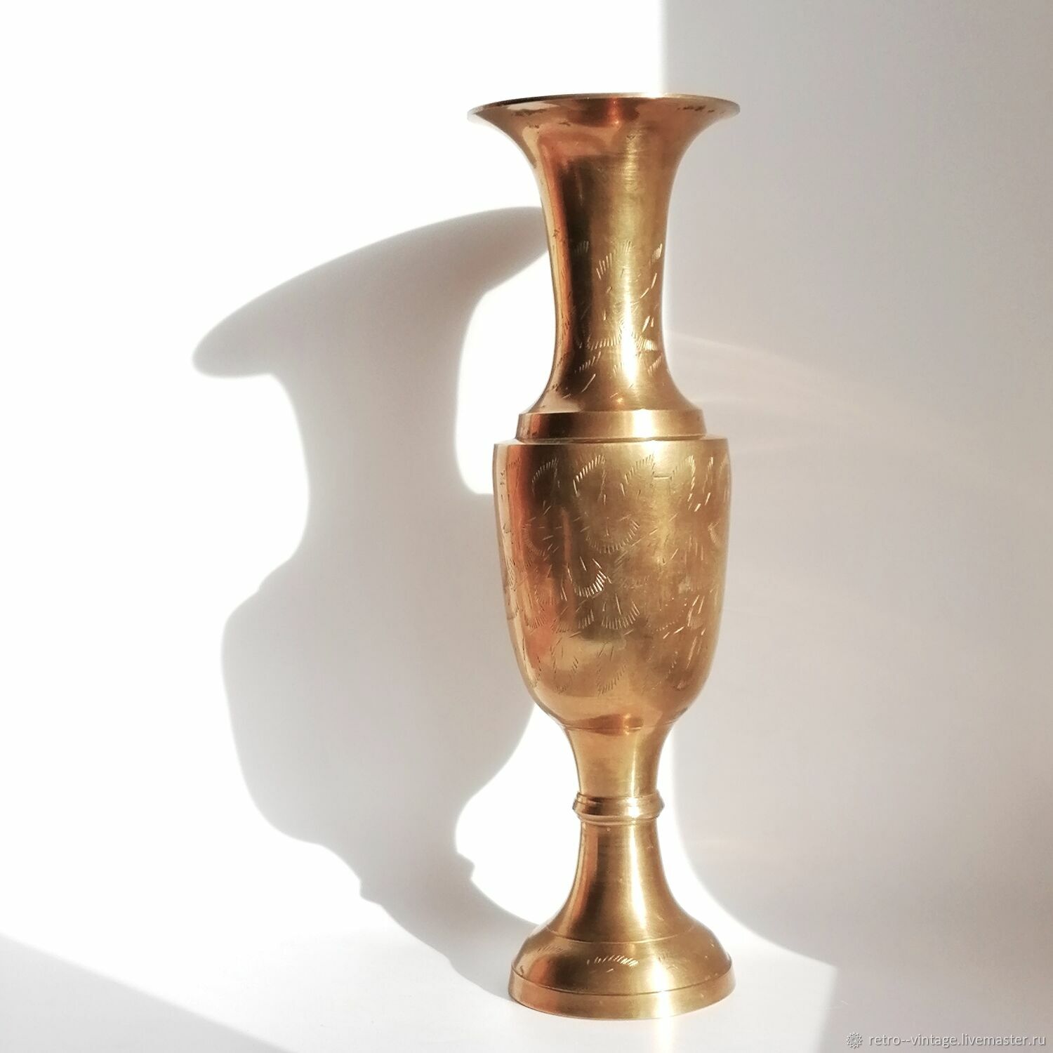 Etched brass vase from india