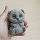 Scottish fold cat, dry felting, Felted Toy, Elektrostal,  Фото №1