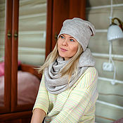 Аксессуары handmade. Livemaster - original item Set in a chunky knit knit. Color melange beige.. Handmade.