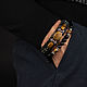 men's leather bracelet with natural tiger eye stone. Hard bracelet. malajemma. My Livemaster. Фото №5