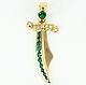 Emerald sword pendant, Oval emerald pendant. Chokers. MargaRita (JRemeralds). Интернет-магазин Ярмарка Мастеров.  Фото №2