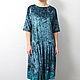 Dress velvet turquoise a line MIDI. Dresses. Yana Levashova Fashion. Online shopping on My Livemaster.  Фото №2