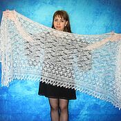 Аксессуары handmade. Livemaster - original item Hand knitted embroidered shawl,White wool scarf,Bridal cape №6P. Handmade.