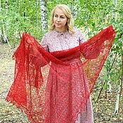 Аксессуары handmade. Livemaster - original item Shawls: Delicate delicate down shawl-cobweb color burgundy. Handmade.