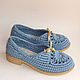 Lady G knitted moccasins, blue cotton. Moccasins. florina34. Online shopping on My Livemaster.  Фото №2
